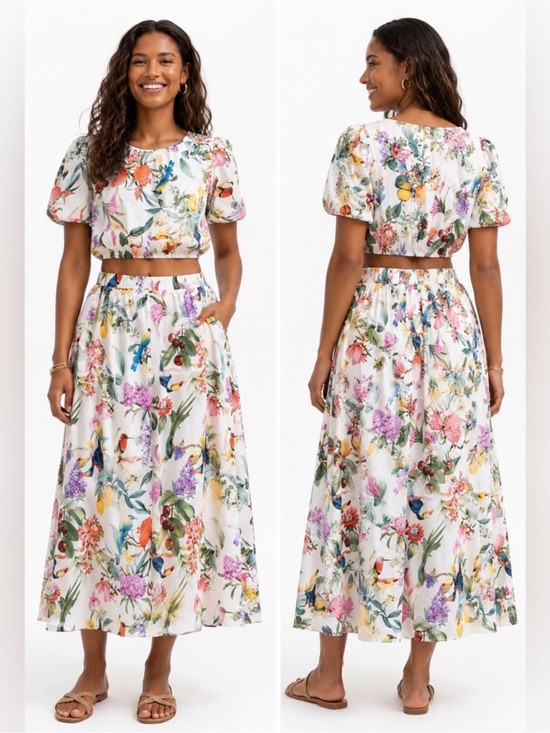 Calypso St. Barth Dresses & Skirts - Calypso St. Barth Tropical Bird & Floral Two-Piece Set (Mixed Size) Large/XSmall